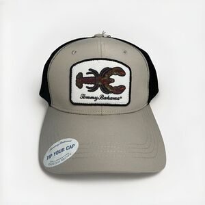 Tommy Bahama Tip Your‎ Cap Lobster Patch Trucker Hat Khaki Black Men's Snap Back